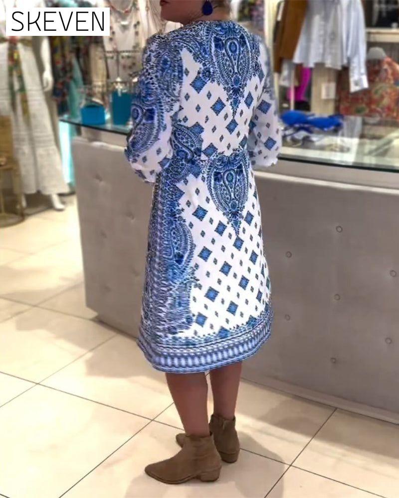 Elegant V-neck midi dress casual dresses spring summer