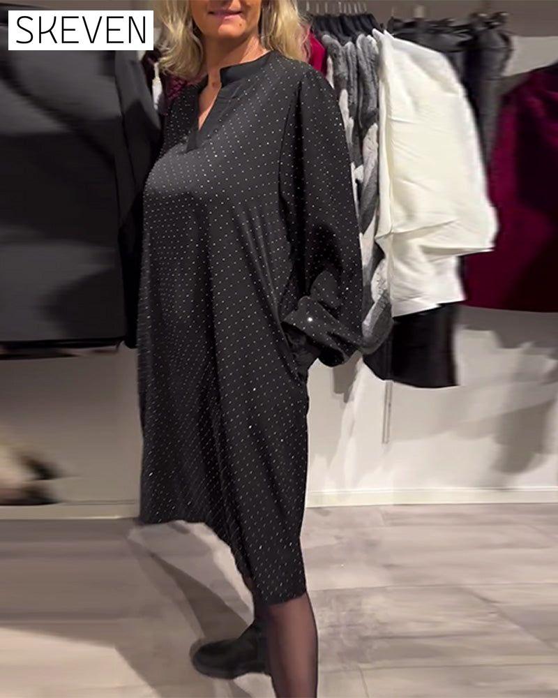 Kleid mit Laternenärmeln und Diamantmuster