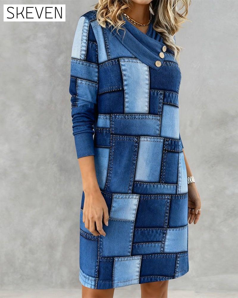 Robe imprimée tendance à col foulard
