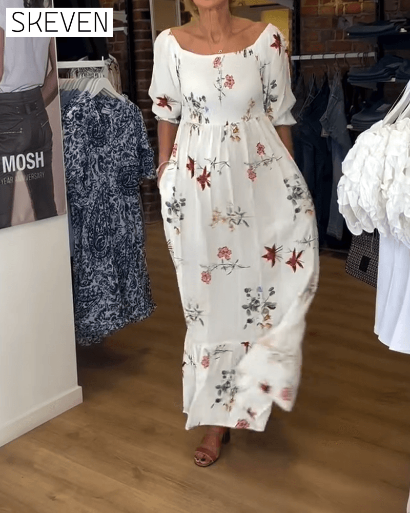 Wide Collar Printed Dress