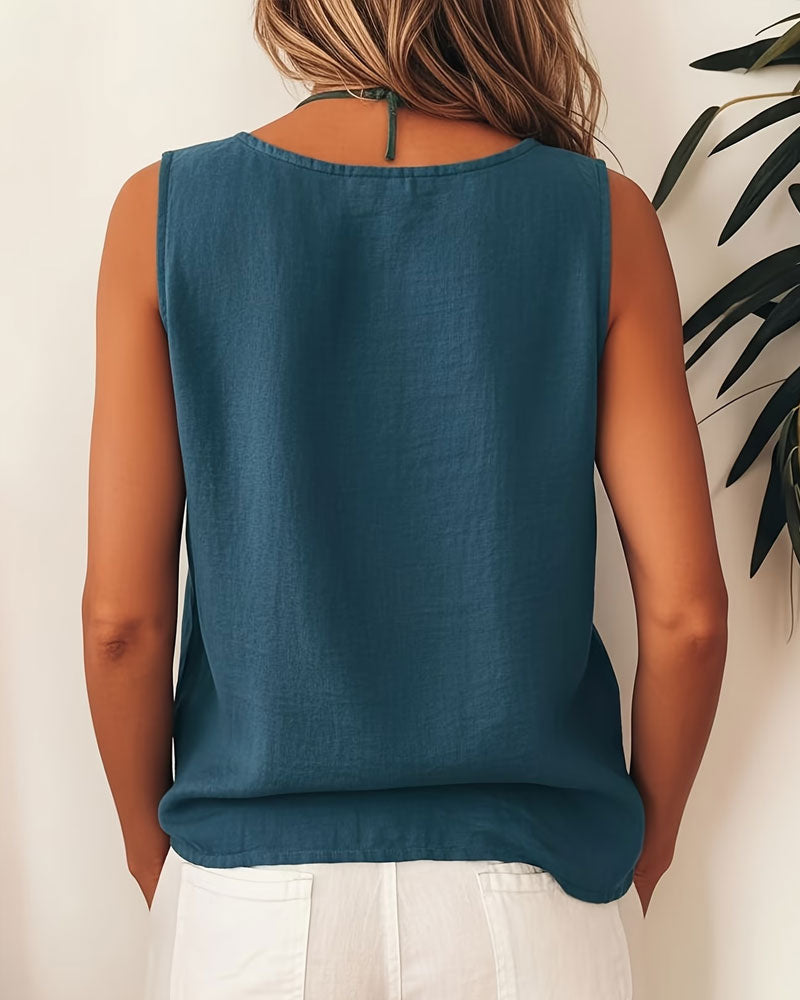 A Casual Button-Front Tank Top