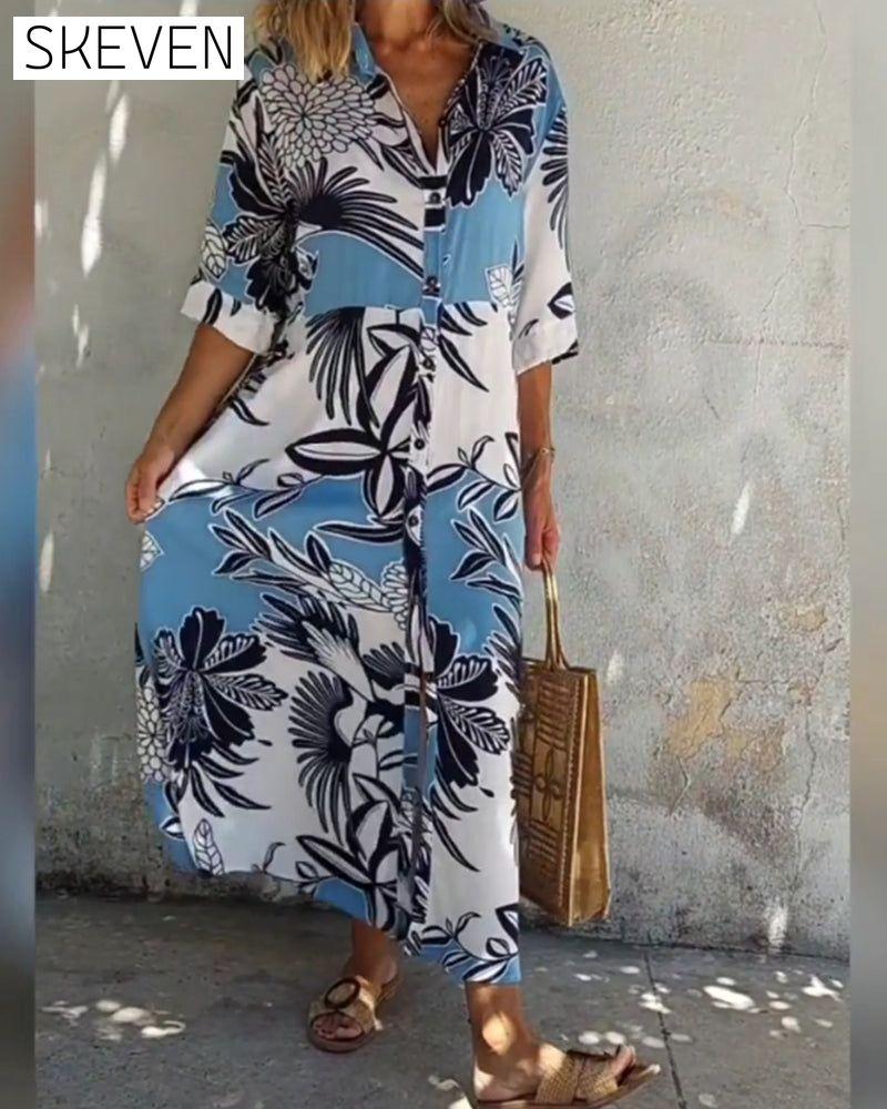 Lässiges Hemdkleid mit Blumenmuster 