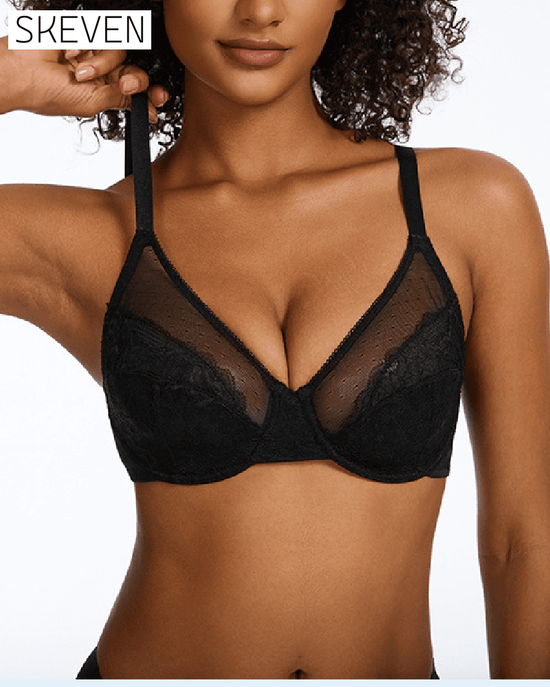 Mesh Lace Gathered Bra