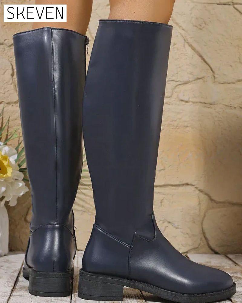 Bottes mi-mollet à fermeture éclair latérale pour femmes