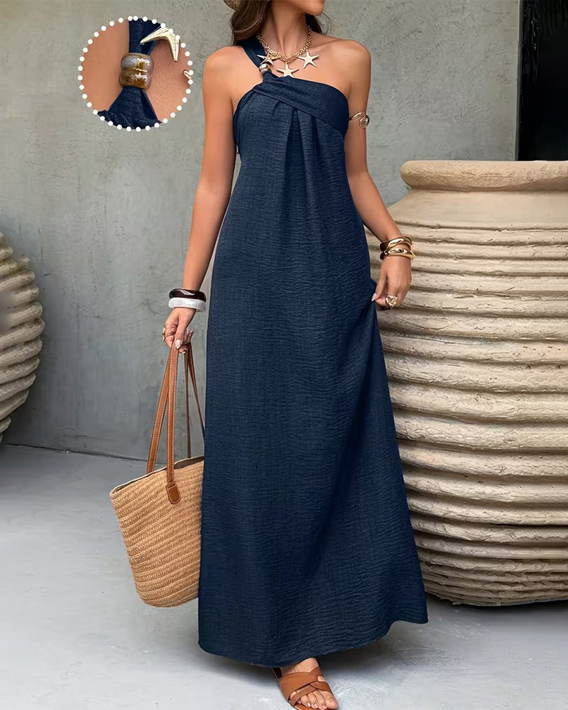 One-Shoulder Draped Resort Dress