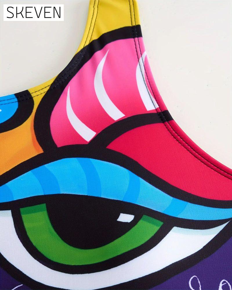 Sleeveless Printed One-Piece Swimsuit