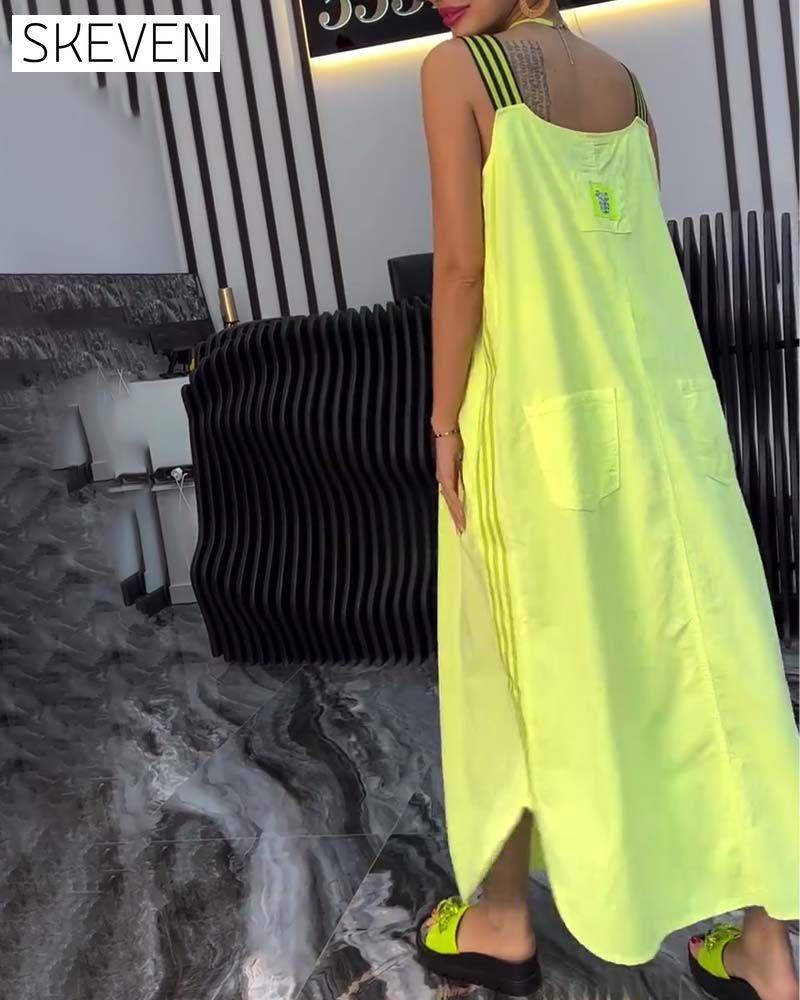 Spliced Suspender Loose Dress