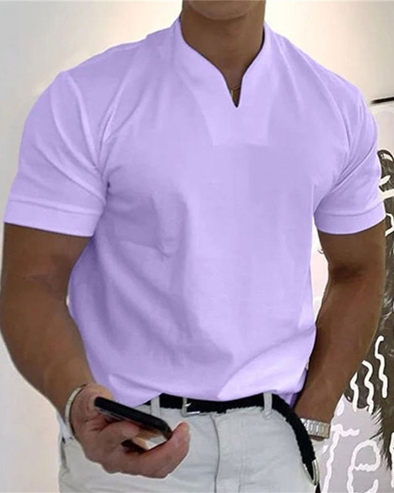 Men Gentlemans Business Short Sleeve Fitness T-shirt