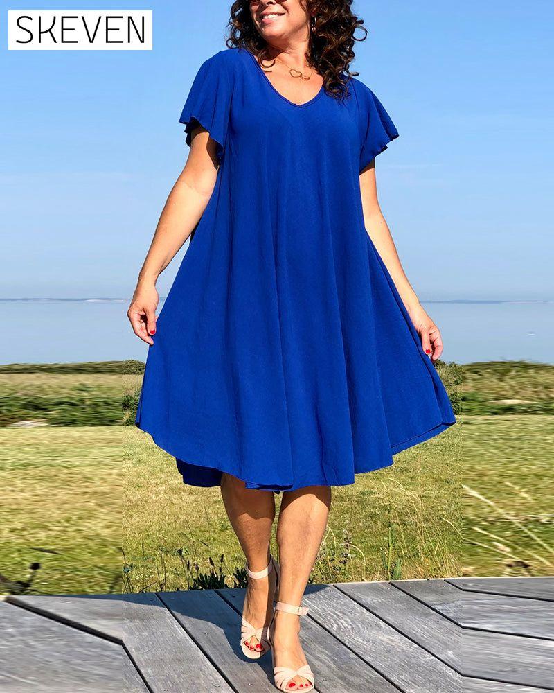 schlichtes, einfarbiges Rüschenkleid