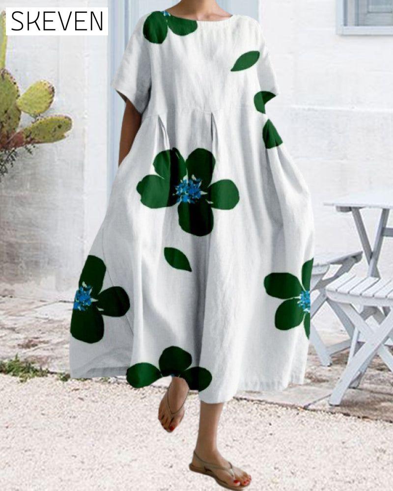 robe imprimée ample à manches courtes