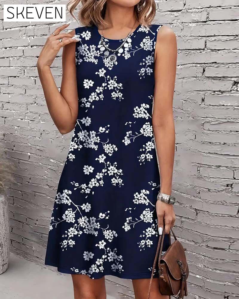 Robe imprimée moulante sans manches