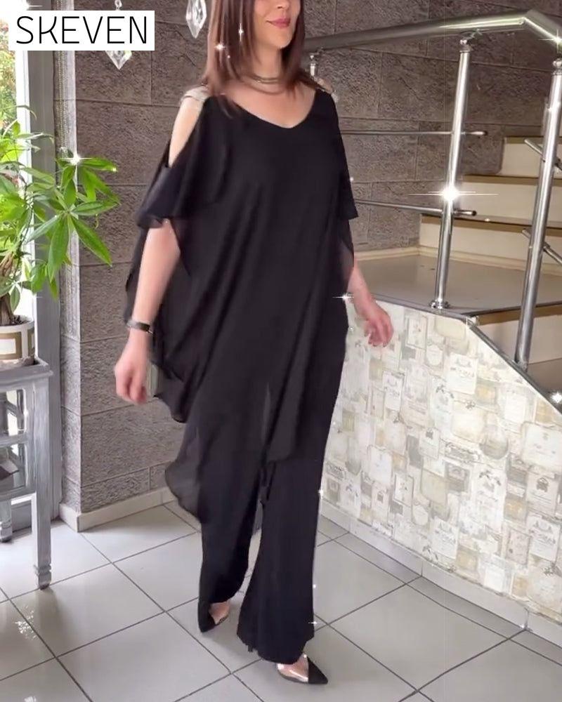 Solid Color Loose Wide-Leg Jumpsuit 2024 f/w christmas jumpsuits & rompers