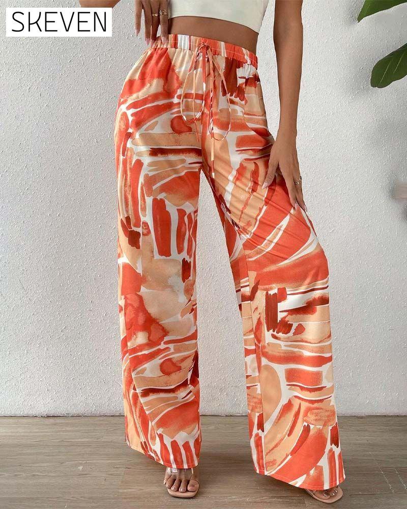 Casual printed wide-leg pants