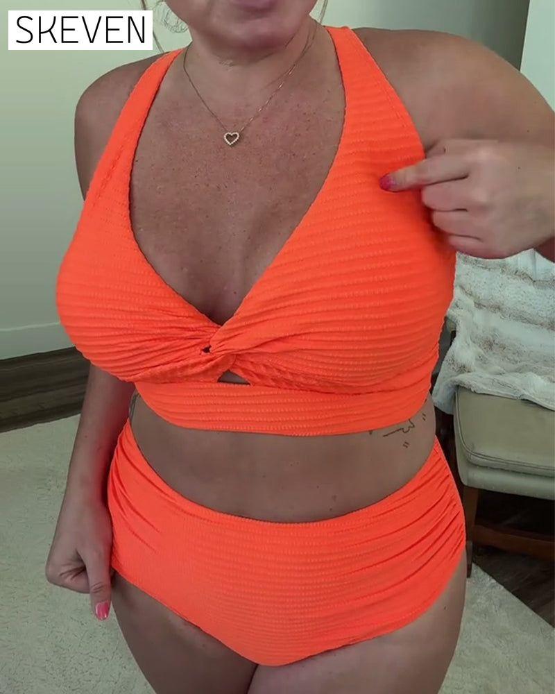 Lässiger einfarbiger Triangel-Bikini