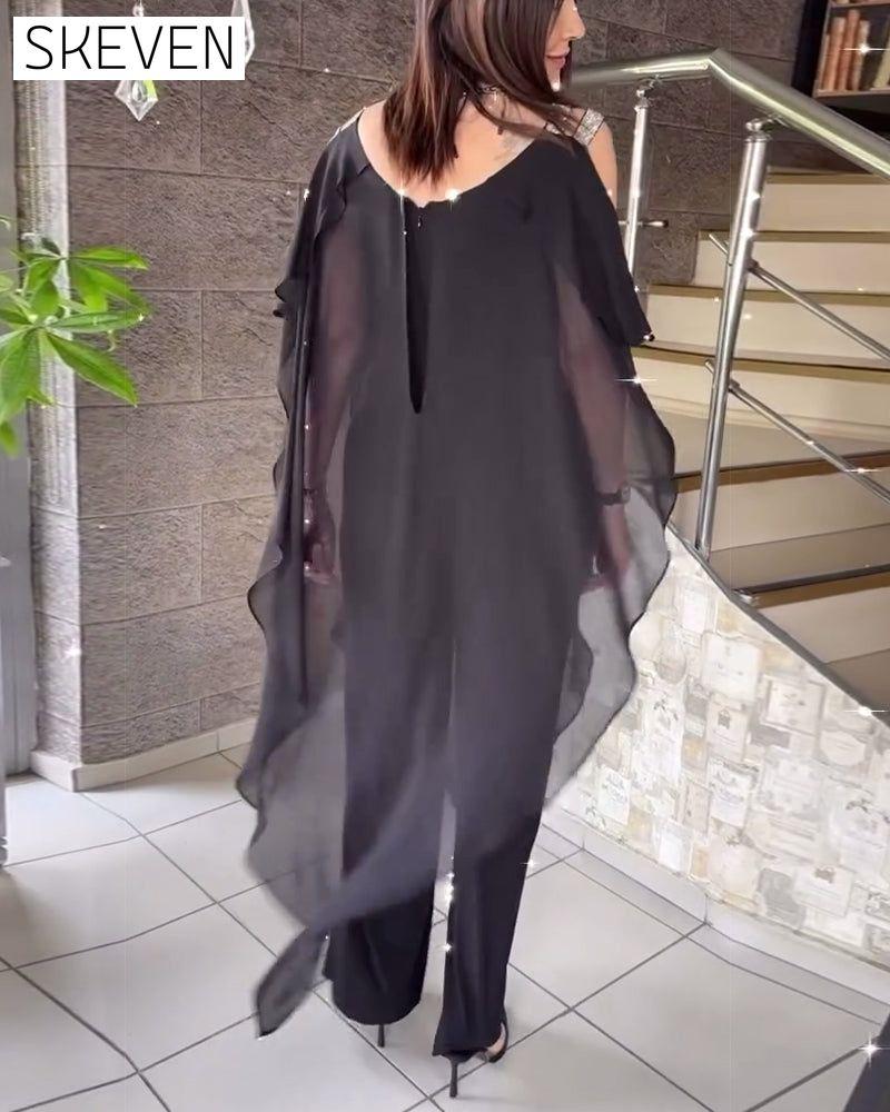 Solid Color Loose Wide-Leg Jumpsuit 2024 f/w christmas jumpsuits & rompers