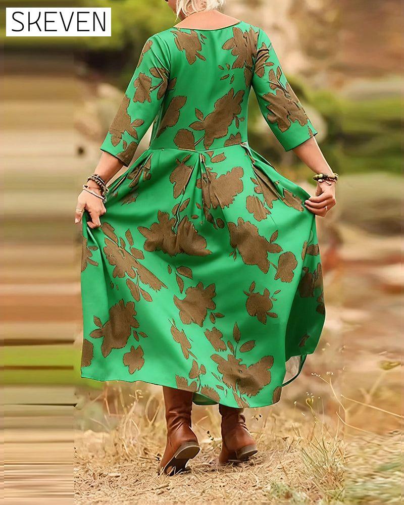 Temperament Retro Printed Dress