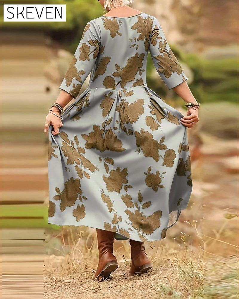 Temperament Retro Printed Dress
