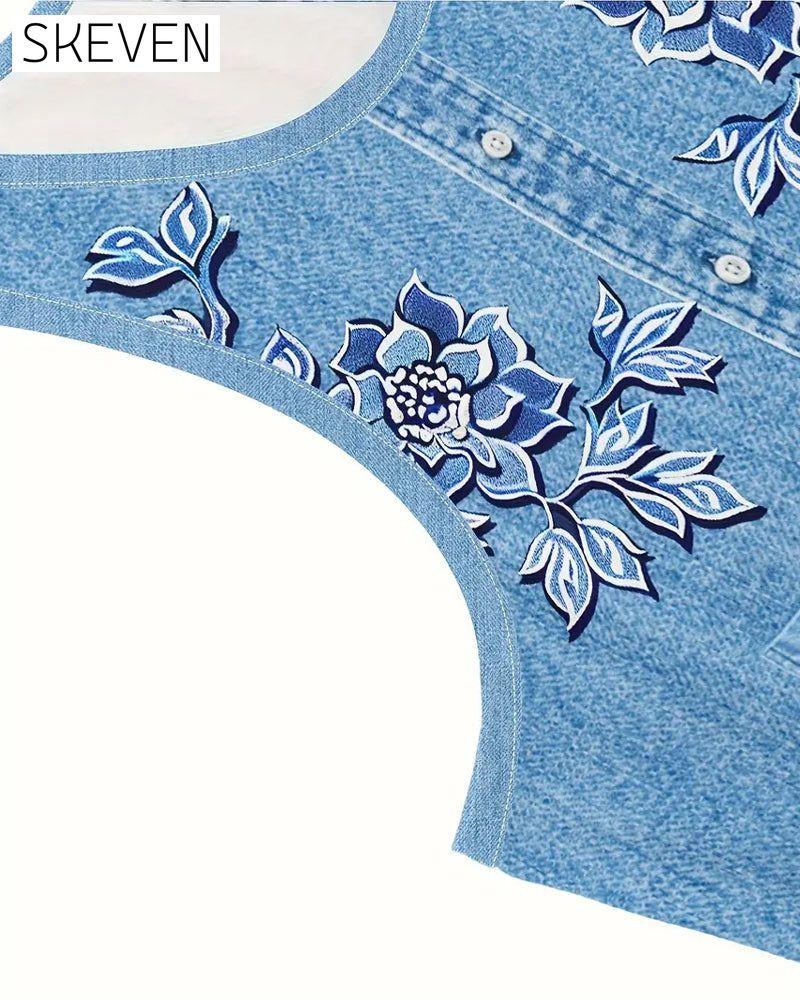 sleeveless Imitation Denim Dress