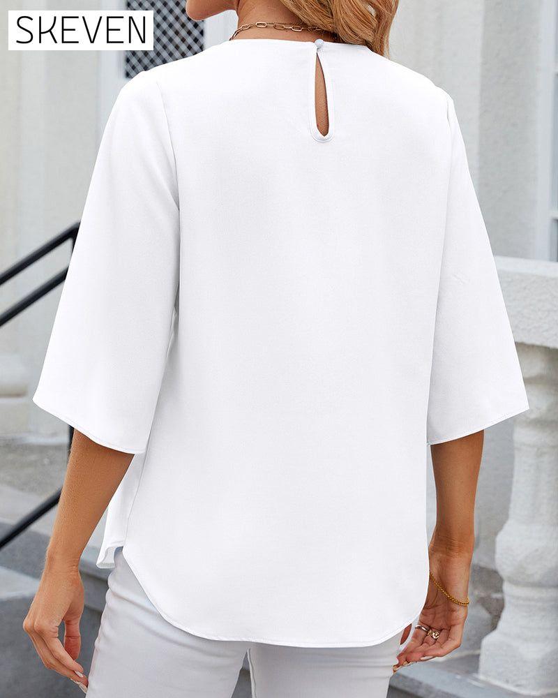 Elegant solid color Blouse with Half Sleeve