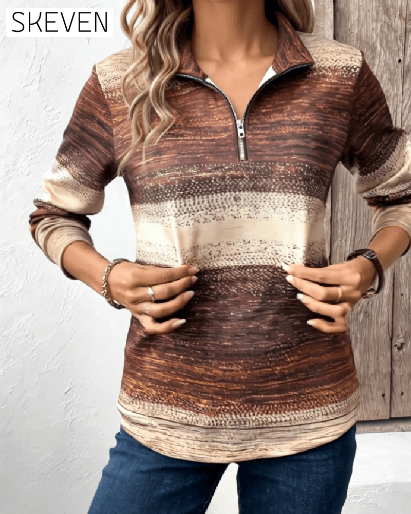 Sweatshirt mit Stehkragen und halbem Reißverschluss, Farbverlauf