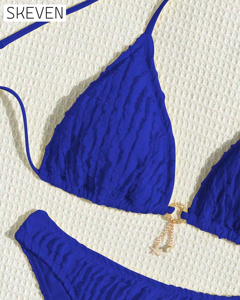 Sexy einfarbiger zweiteiliger Triangel-Bikini