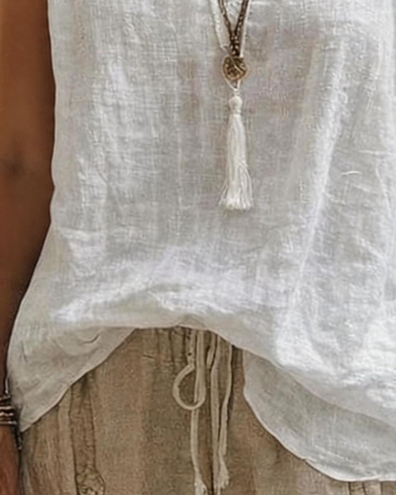 Lace Strap White Tank Top