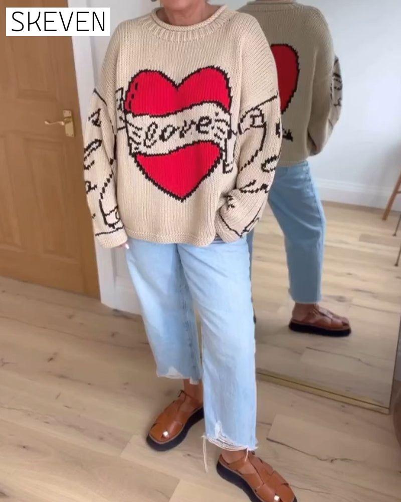 Love pattern casual sweater