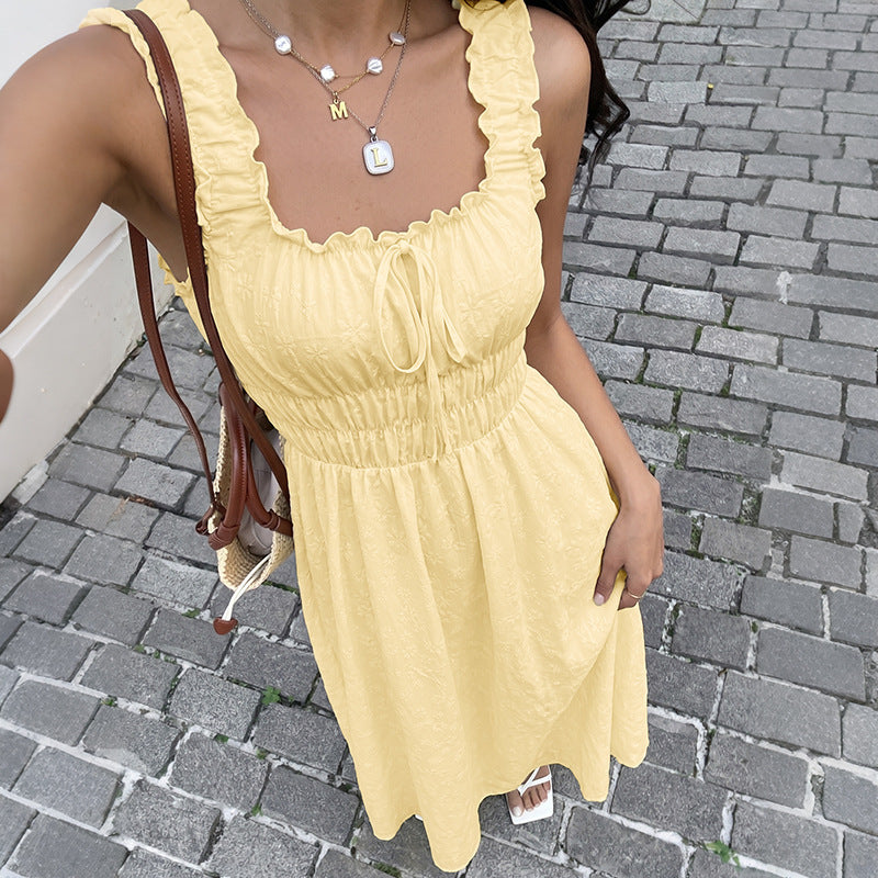 Floral Embossed Smocked Sleeveless Maxi Dress