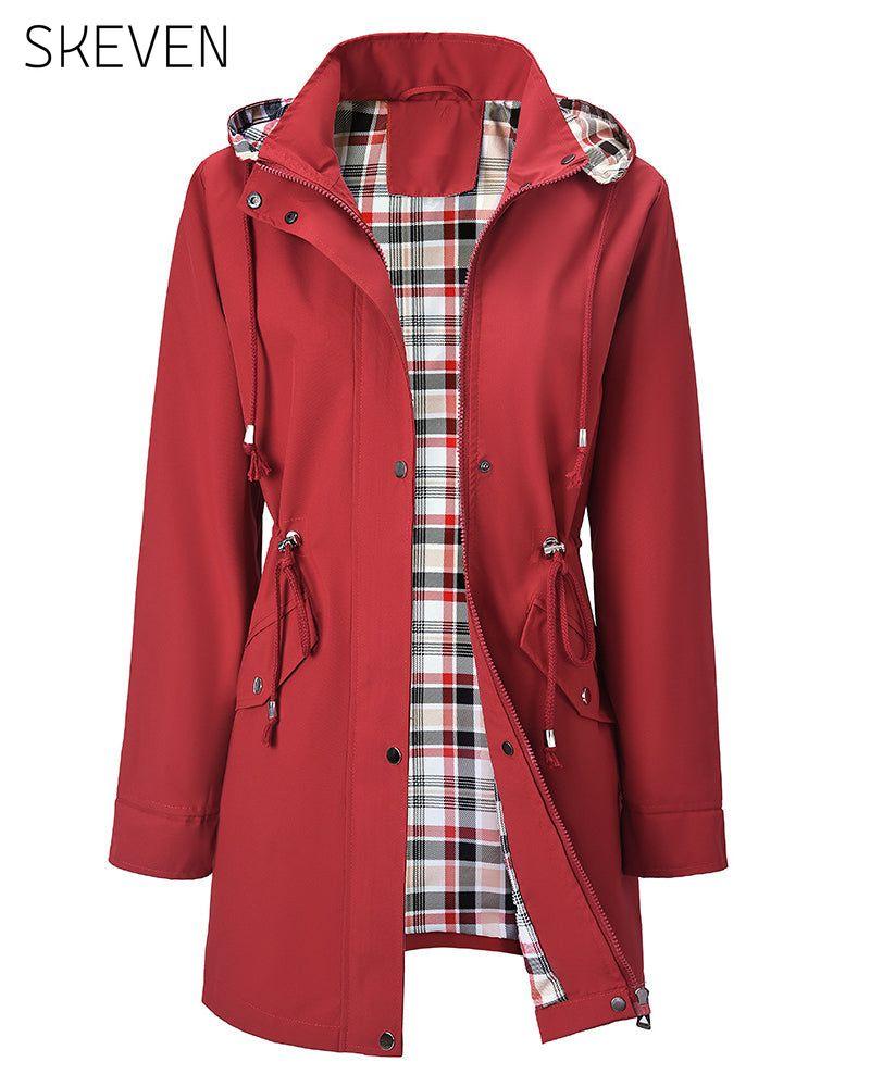 Wasserdichte, lange Trenchcoats mit Kapuze für Damen