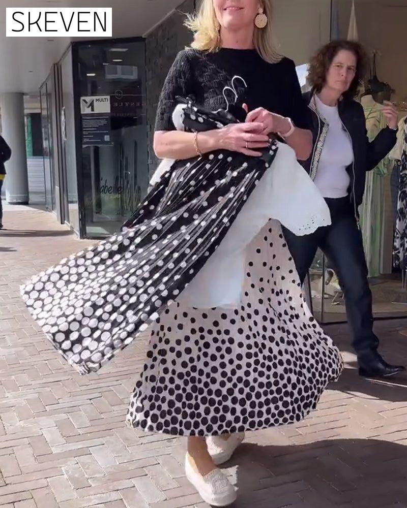 Eleganter Faltenrock mit Polka-Dot-Muster