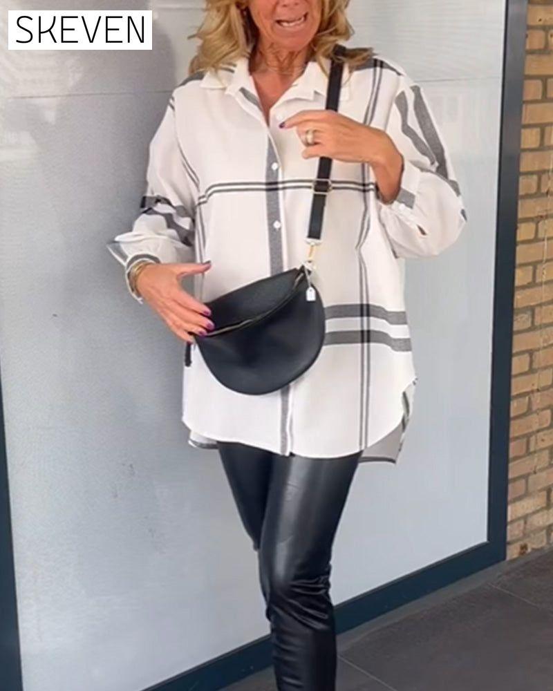 Casual lapel plaid shirt