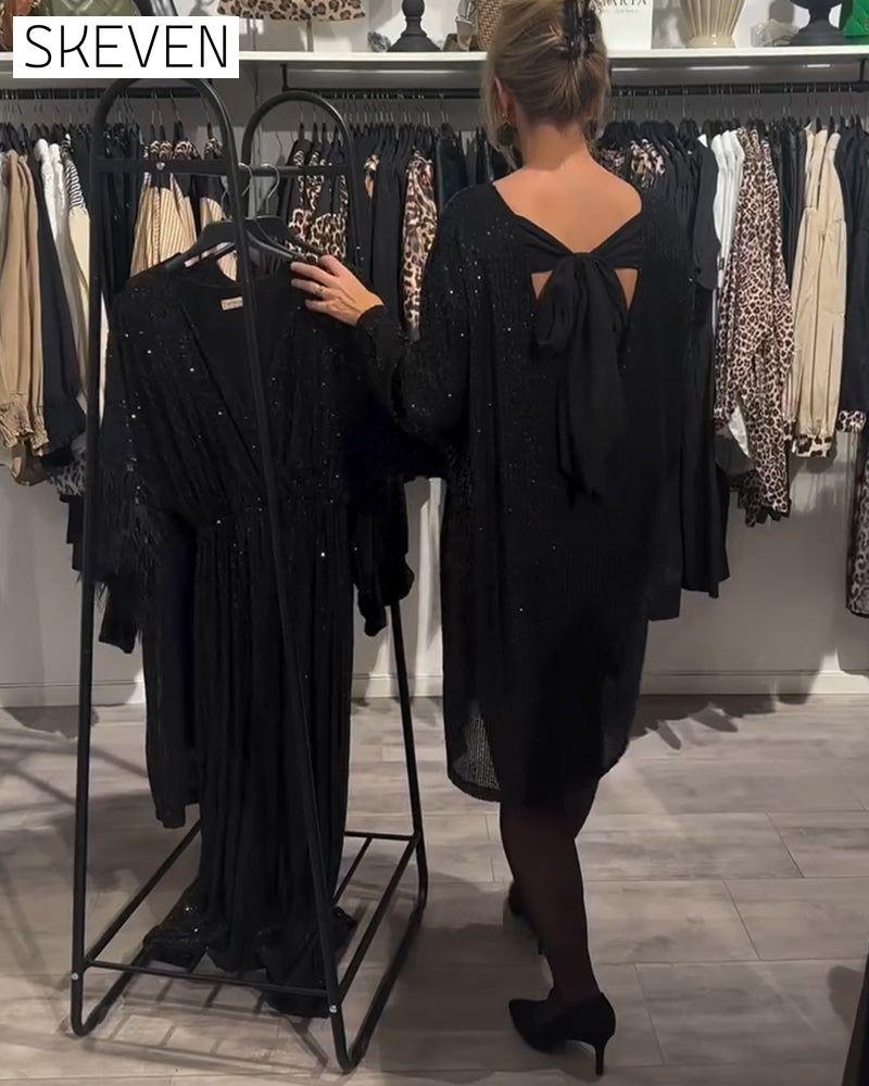 Elegantes rückenfreies Paillettenkleid mit Trägern