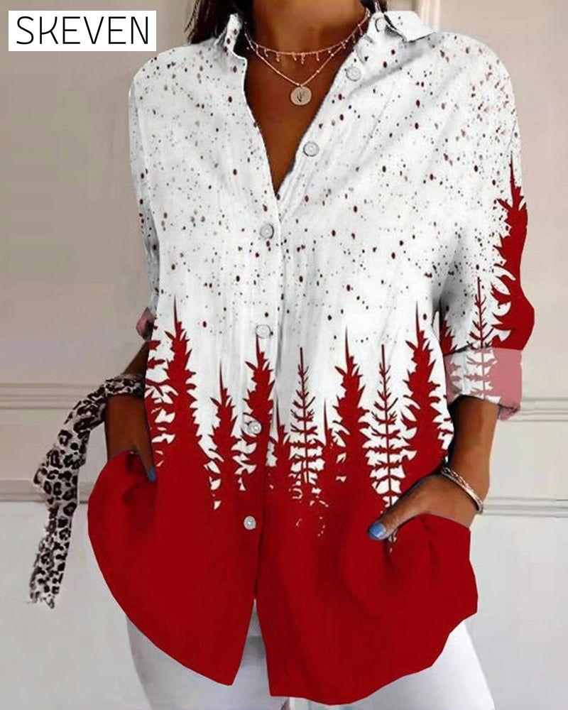 Casual Lapel Button-Down Printed Shirt