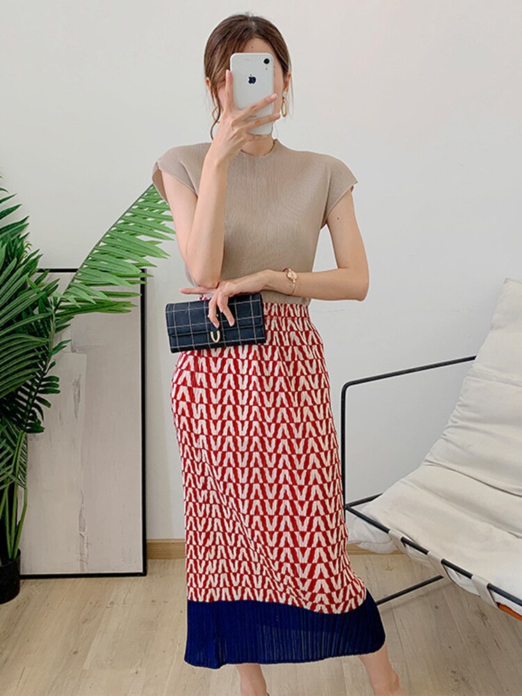 Miyake Pleated High Waist A-Line Skirt
