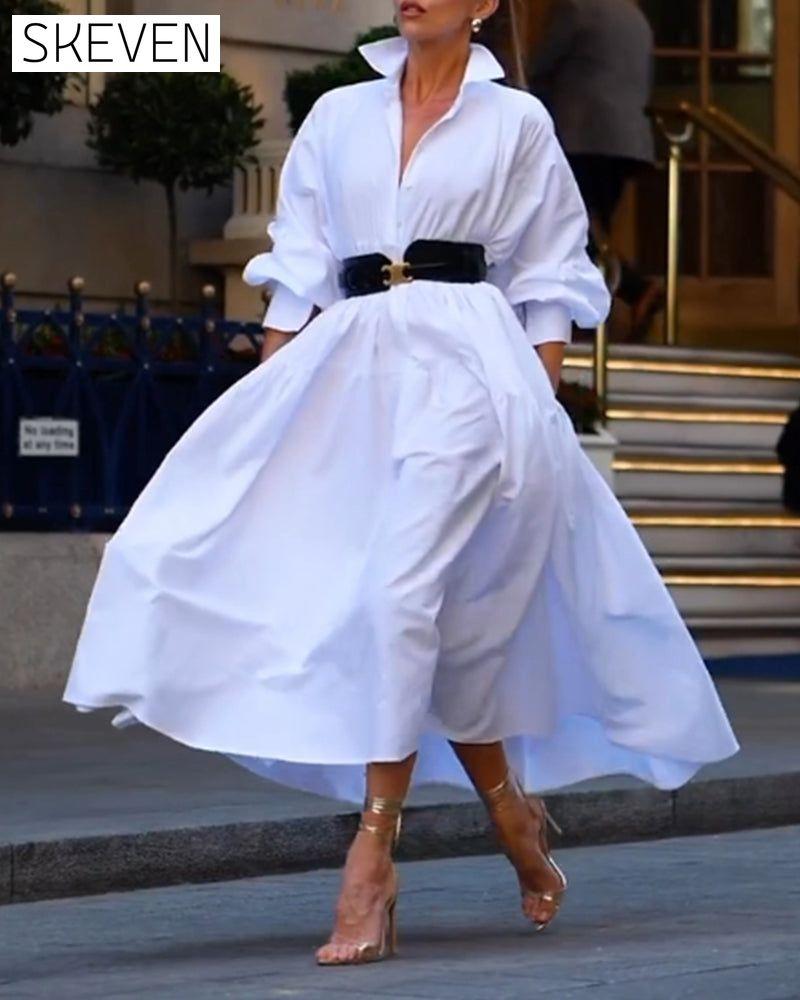 Einfarbiges, locker sitzendes Kleid