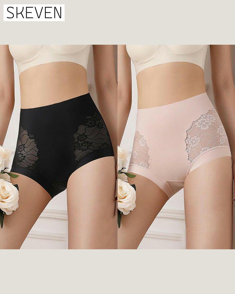 Sous-vêtements en dentelle extensible sans coutures à taille haute pour femmes