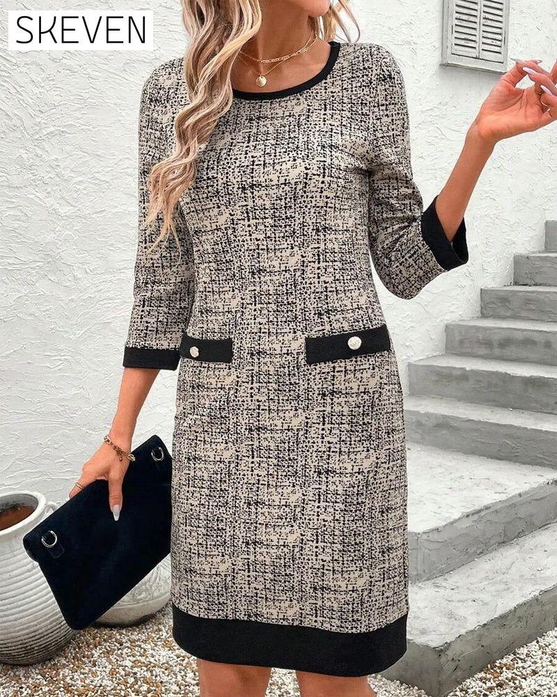 Casual Round Neck Slim Knee-Length Dress