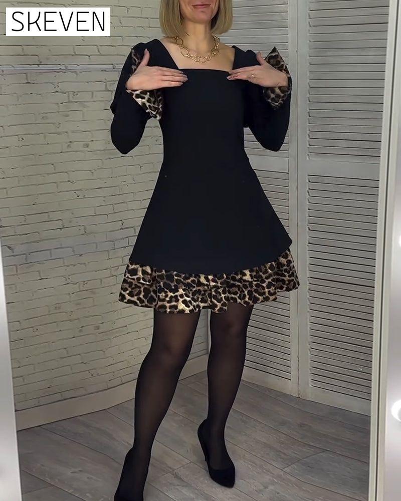 Elegantes Leopardenkleid mit Puffärmeln