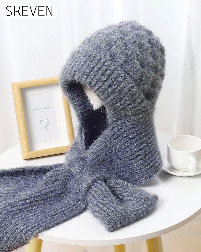 Winter Versatile Knitted Hooded Scarf for Women