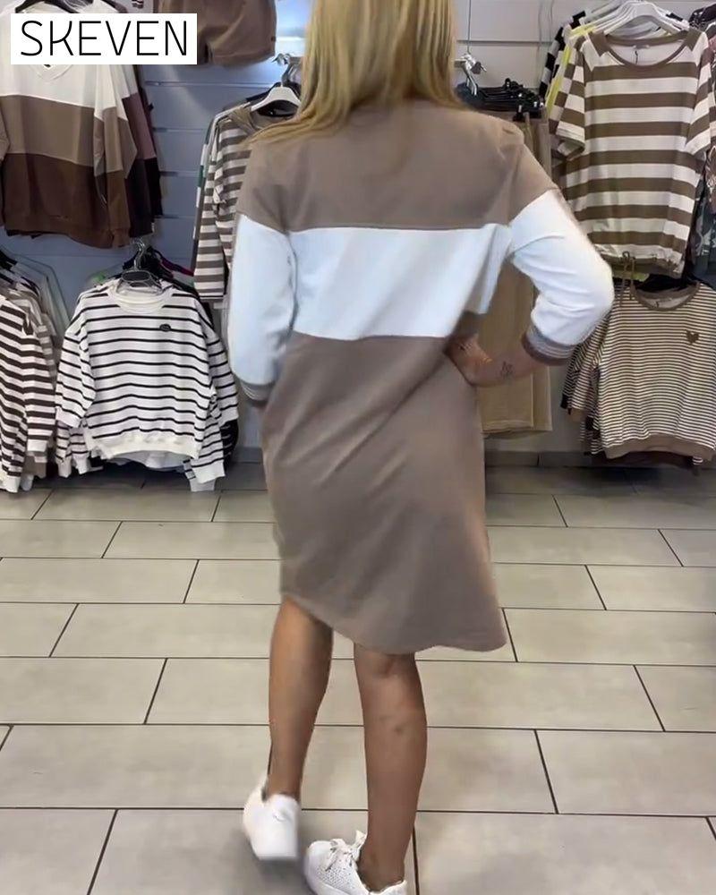 Contrast Color Panel Dress
