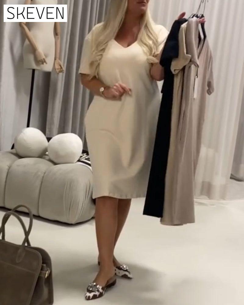 Fashionable And Elegant V-Neck Casual Dress