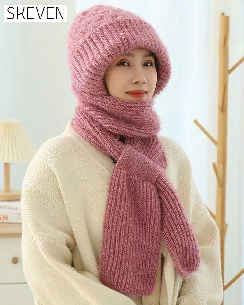 Winter Versatile Knitted Hooded Scarf for Women