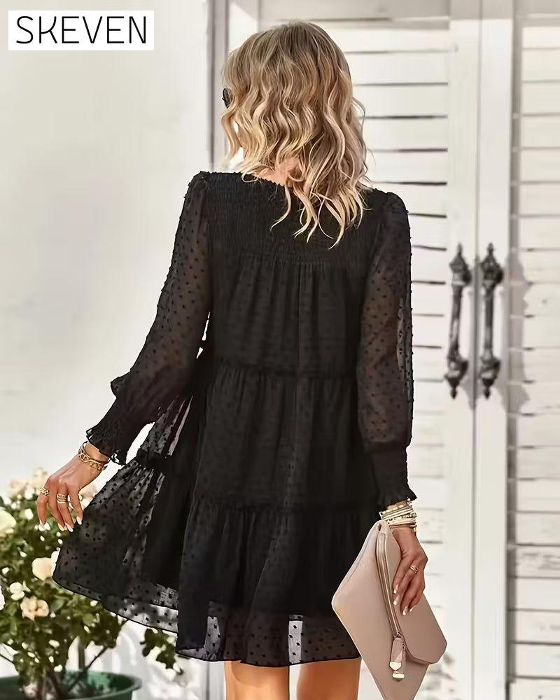 Elegant Puff Sleeves And Three-Dimensional Flowers Dress