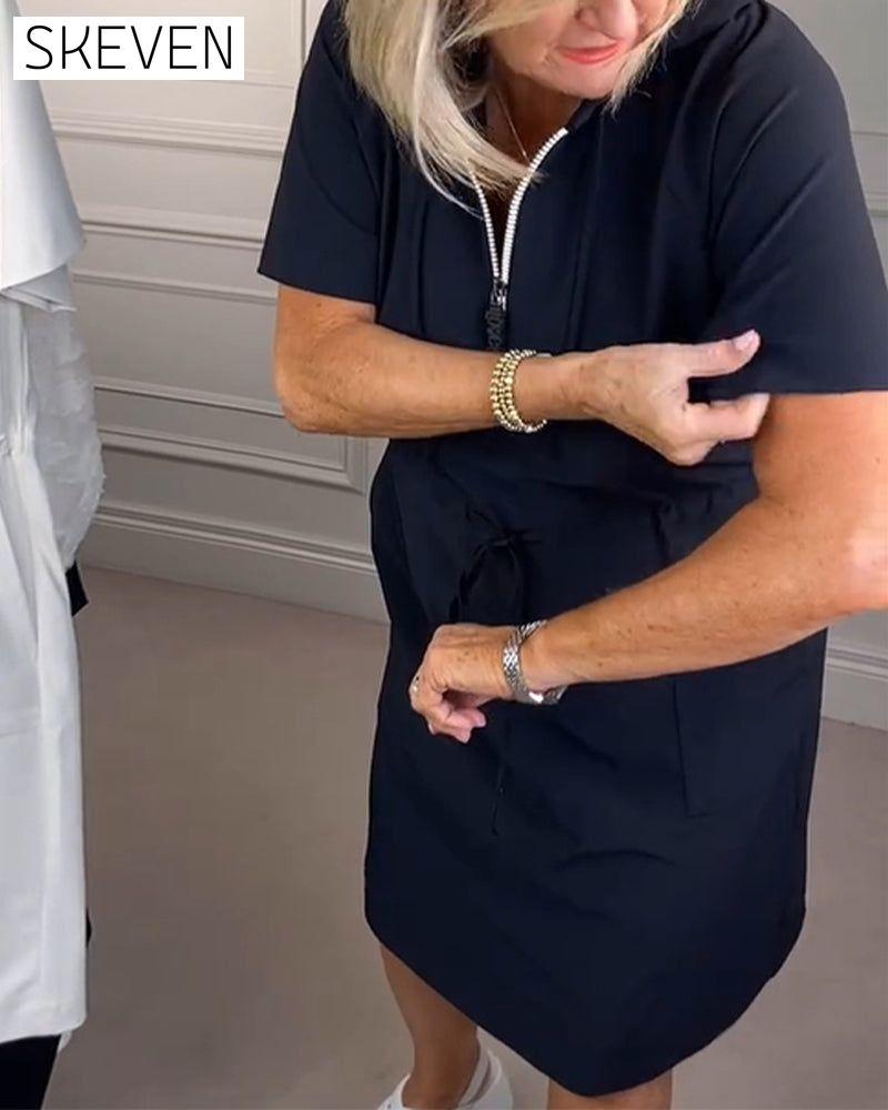 Robe de sport à capuche et demi-zip