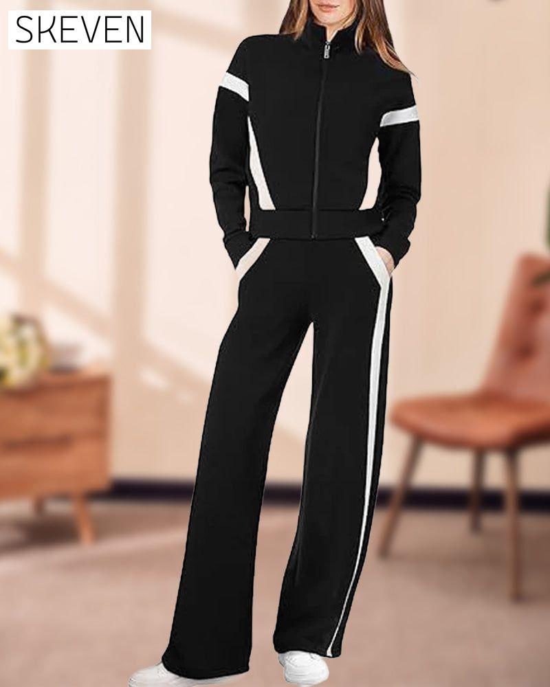 Ensemble deux pièces veste et pantalon style sport-décontracté