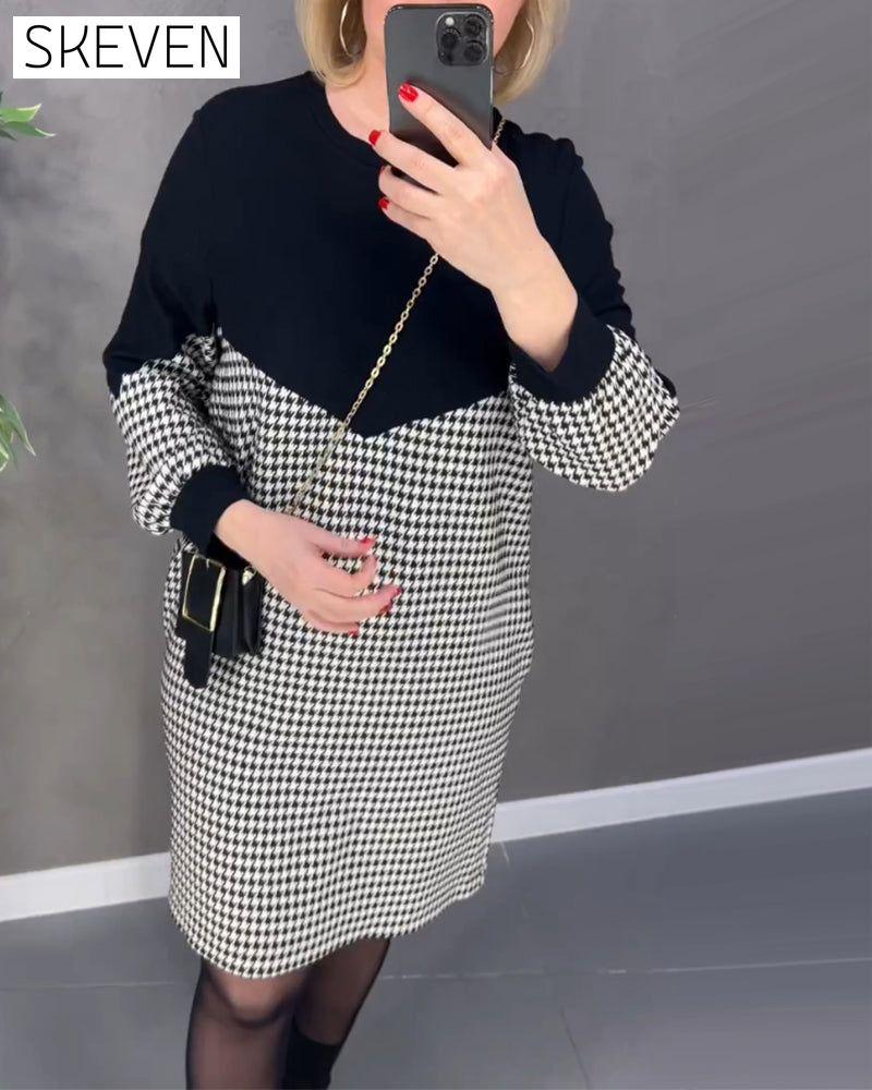 Schickes Color-Block-Kleid mit Karomuster