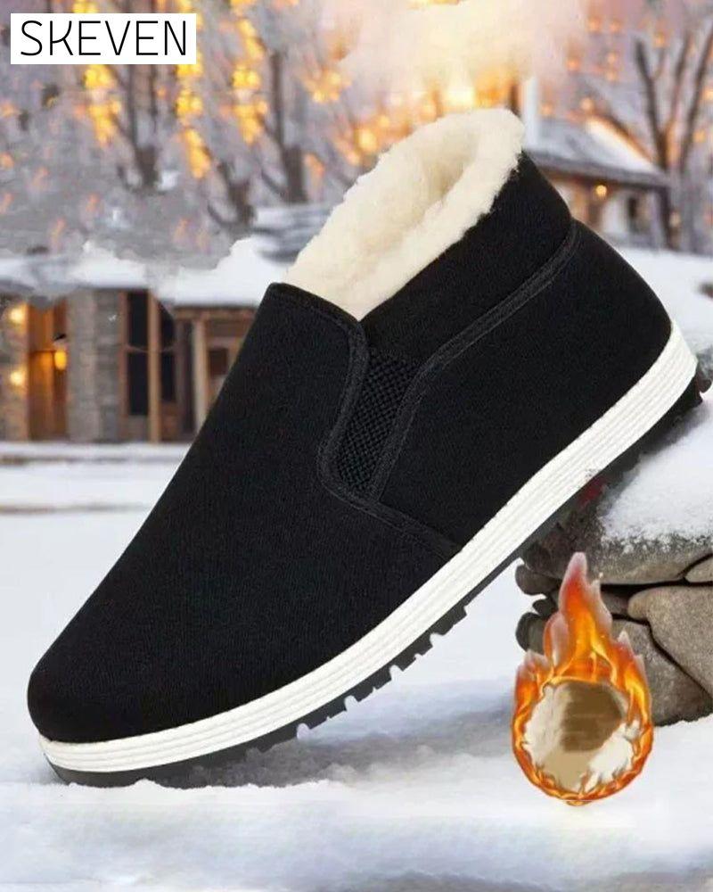 Men's Cotton Shoes With Super Warm Faux Fur Lining And Non-Slip Sole