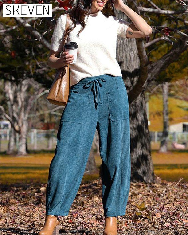 Pantalon large en velours côtelé pour femme 