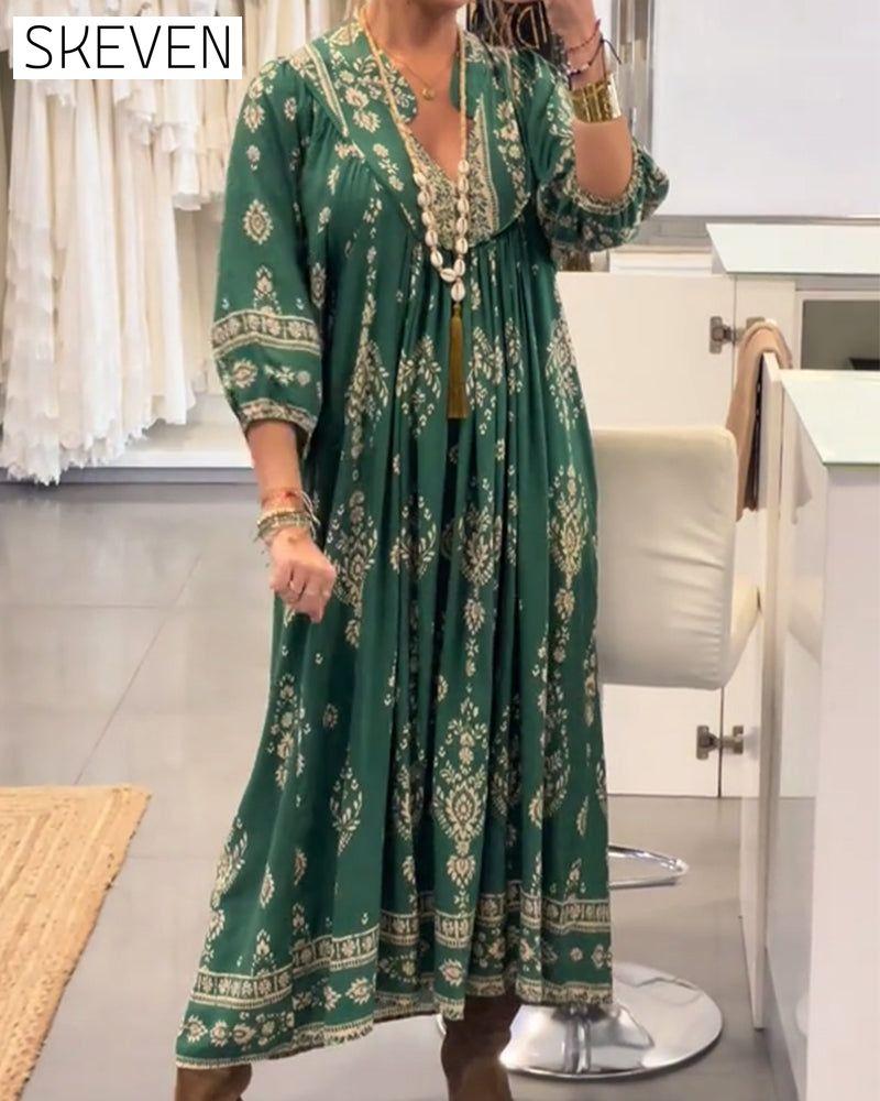 Casual Print Loose Pocket Dress