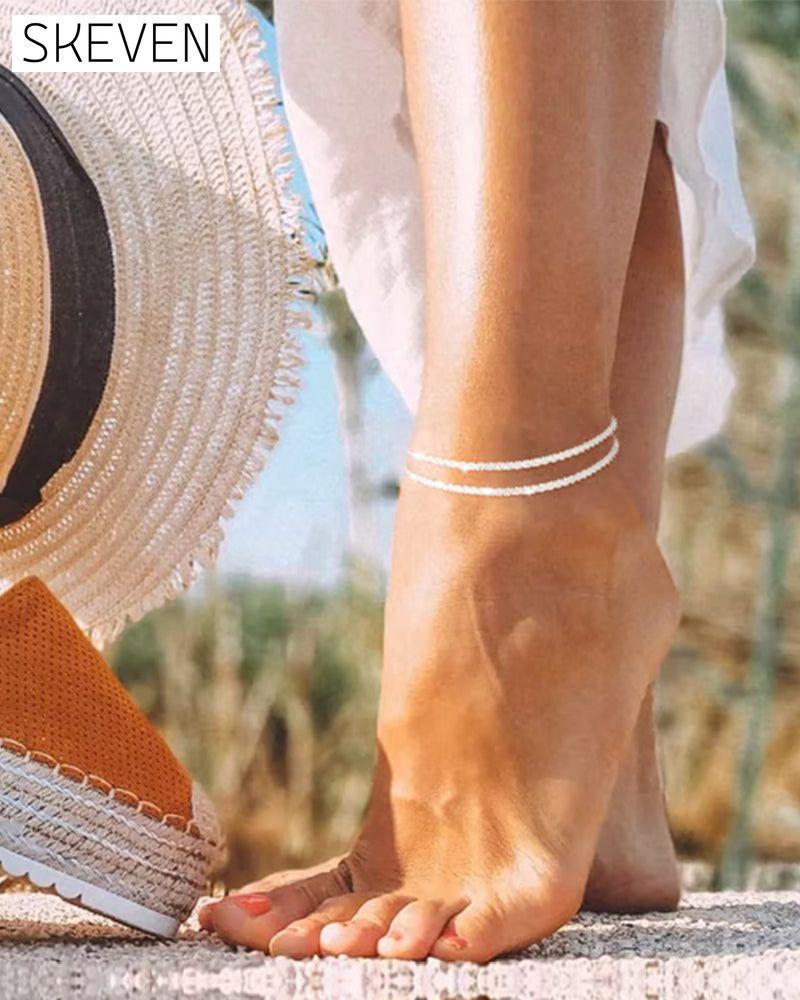 🏖️ KC Gold- und Sterlingsilber-Fußkettchen für Damen